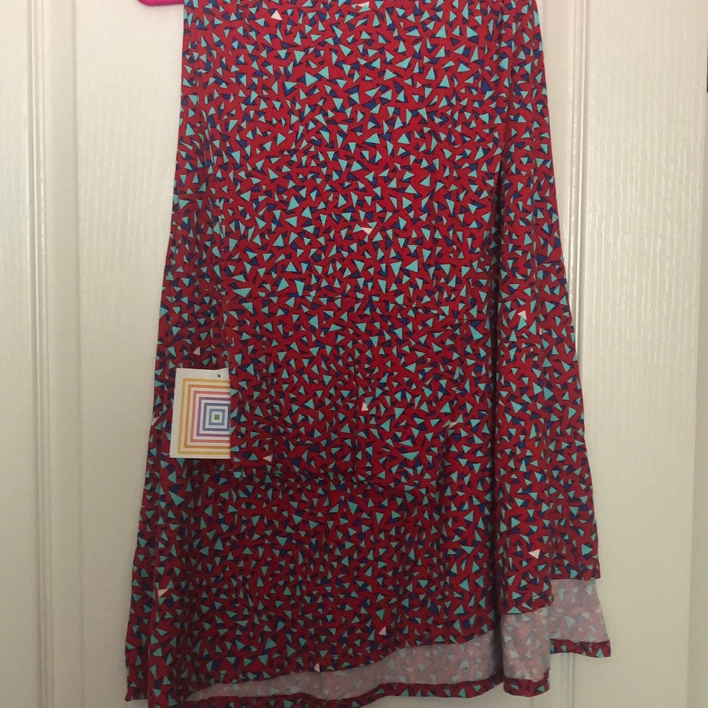 LulaRoe Maxi - Red with Blue triangles